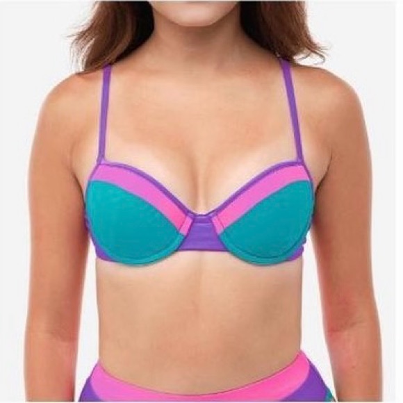 93 Play Street NWOT Retro Confetti Sadie Bikini TOP Size M - Picture 2 of 11